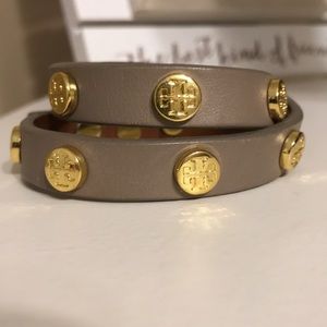 Tory Burch double wrap logo stud bracelet